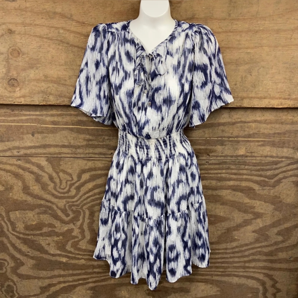Maison d'Amalie Mini Tiered Ruched Short Sleeved Dress Sz XS Lined Lightweight